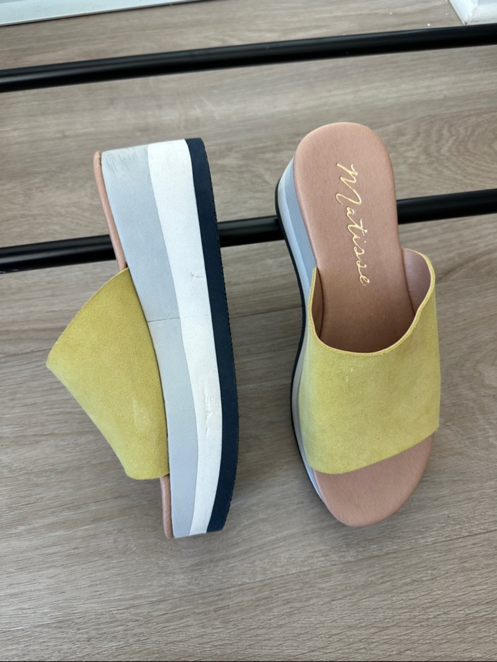 Matisse Lemon/Chartreuse Suede Platform Slide Sandals